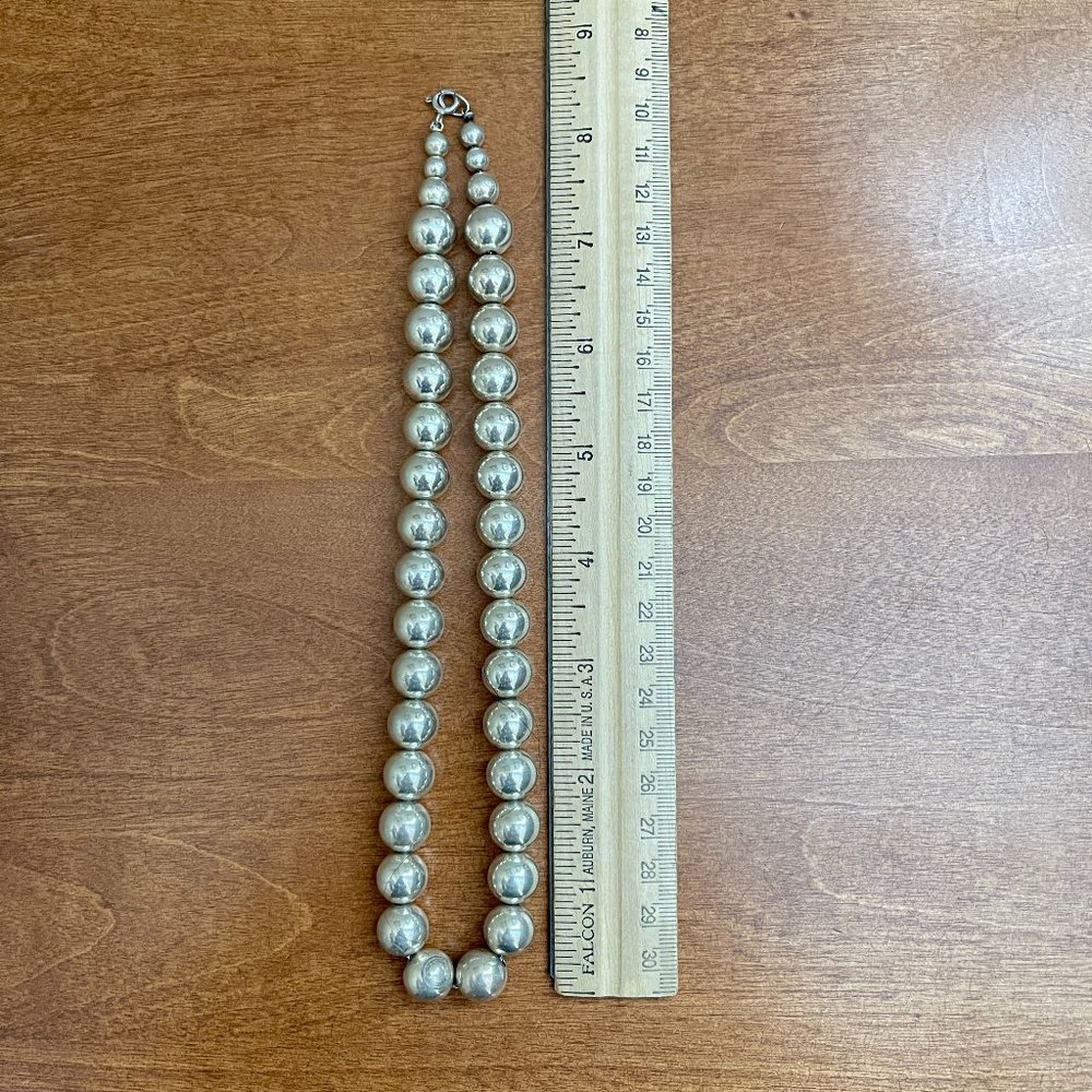 Macys Sterling Silver Beaded Necklace
